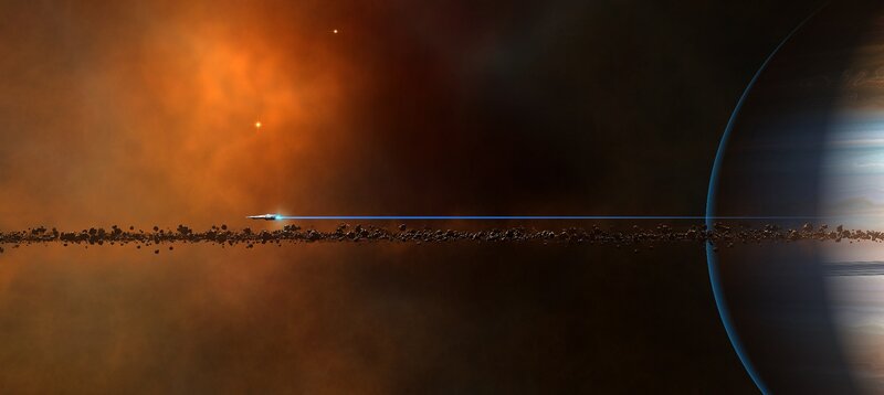 Spaceship in Asteroid Belt