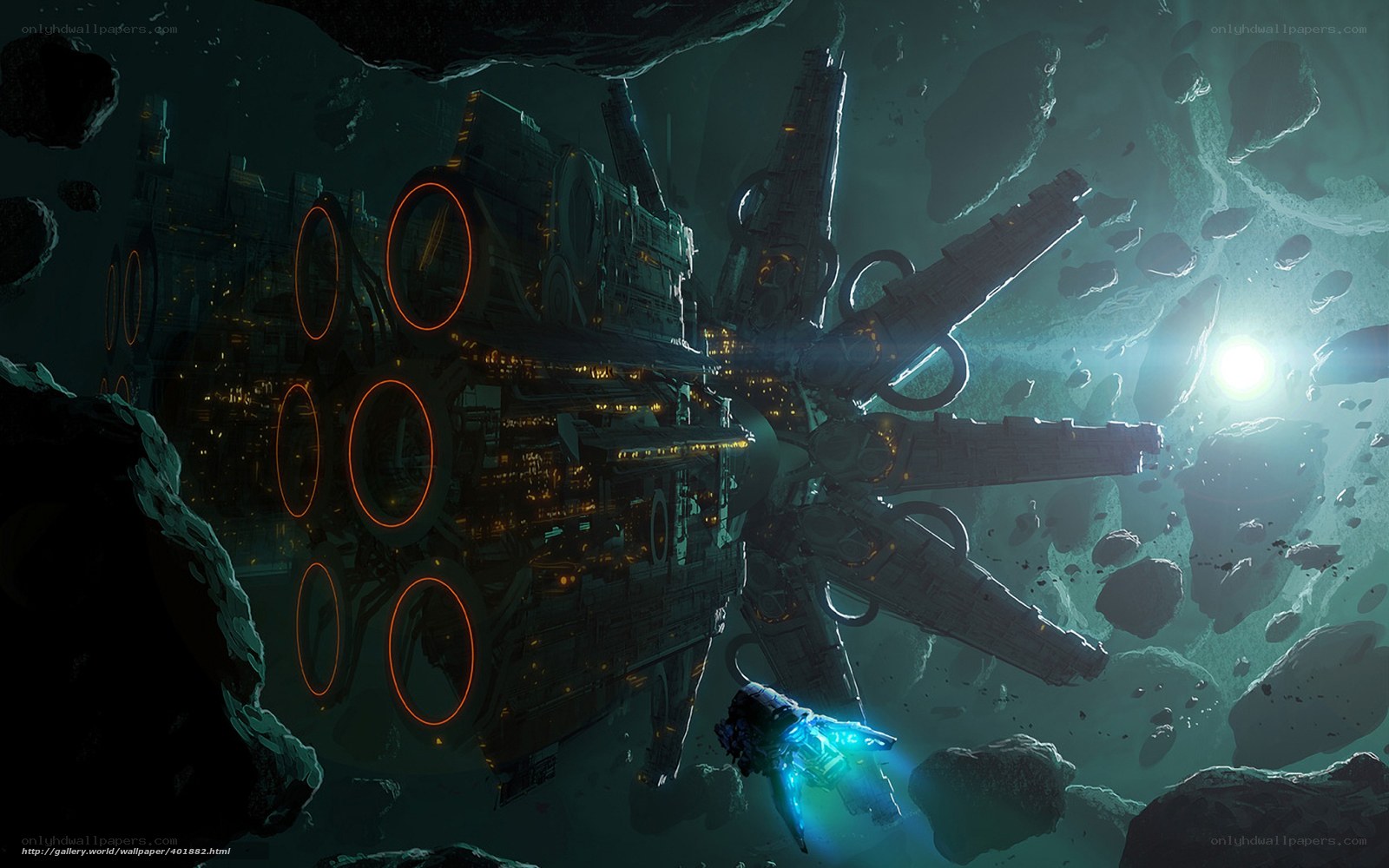 Spaceship in asteroid field