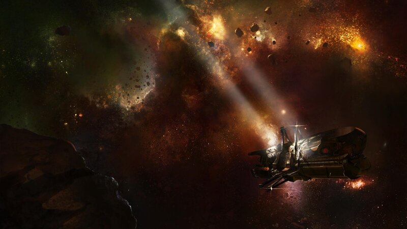 Spaceship in asteroid field
