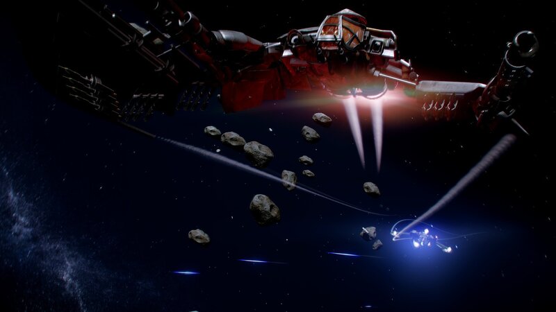 Spaceship in asteroid field