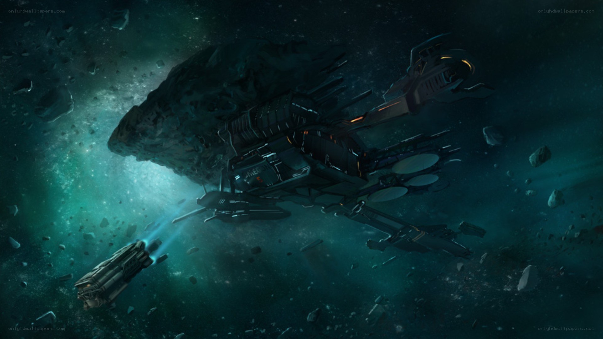 Spaceship in asteroid field