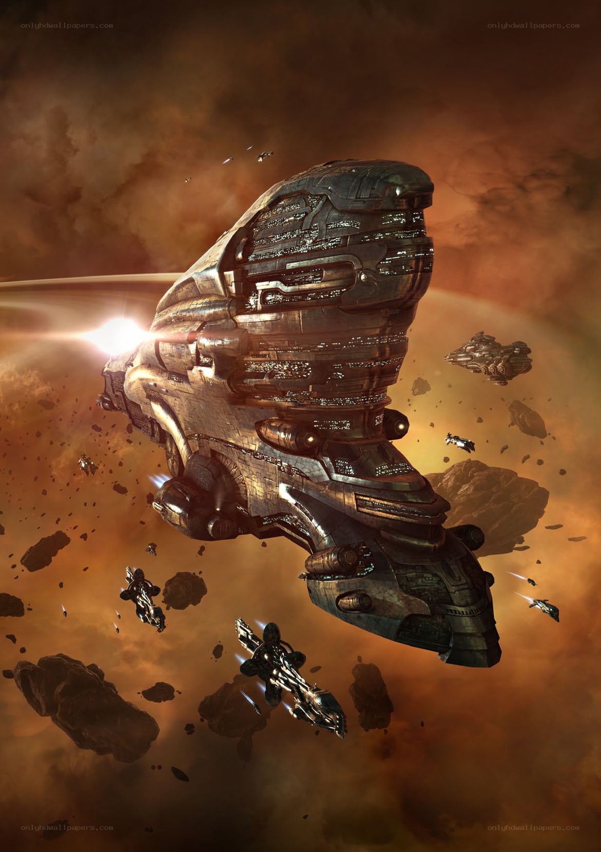 Spaceship in asteroid field