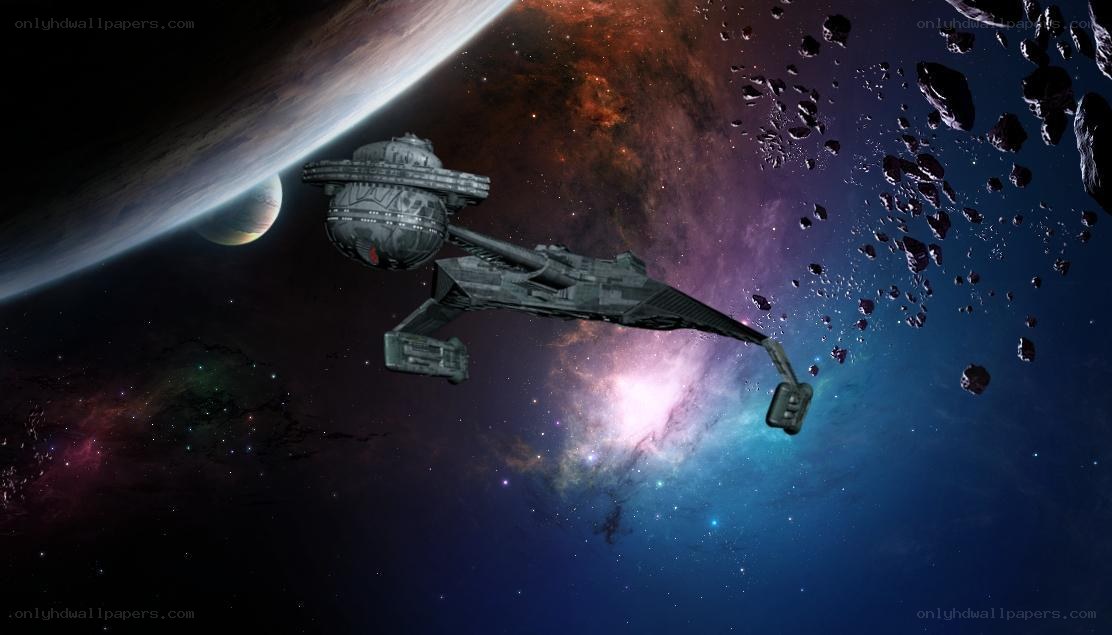 Spaceship in asteroid field