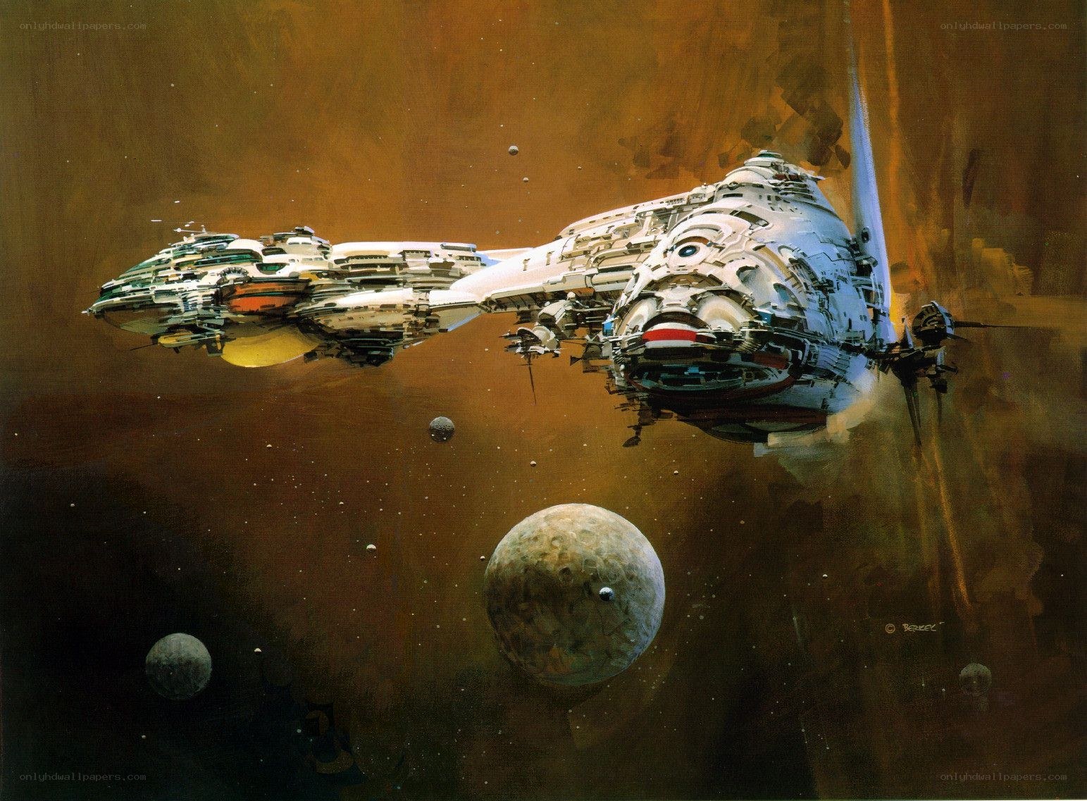 Spaceship in asteroid field