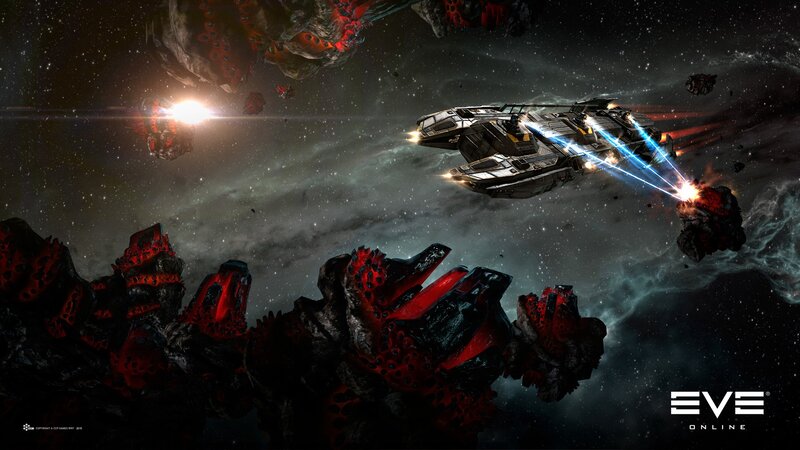 Spaceship in Asteroid Field — Black, Dramatic, Night, Digital Art, Asteroids