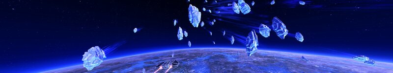 Spaceship in Asteroid Field — Blue, Dramatic, Night, Digital Art, Planet