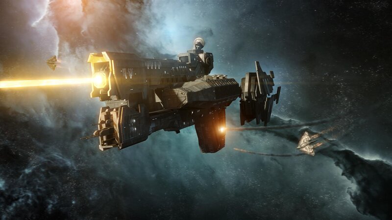 Spaceship in Battle — Black, Dramatic, Digital Art