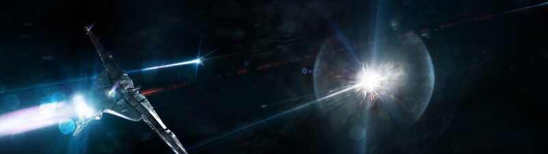 Spaceship in Battle — Black, Dramatic