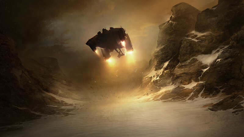 Spaceship in Canyon — Brown, Dramatic, Sunset