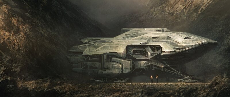 Spaceship in Canyon — Gray