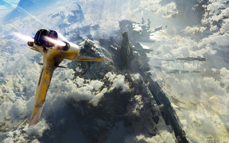 Spaceship in Clouds