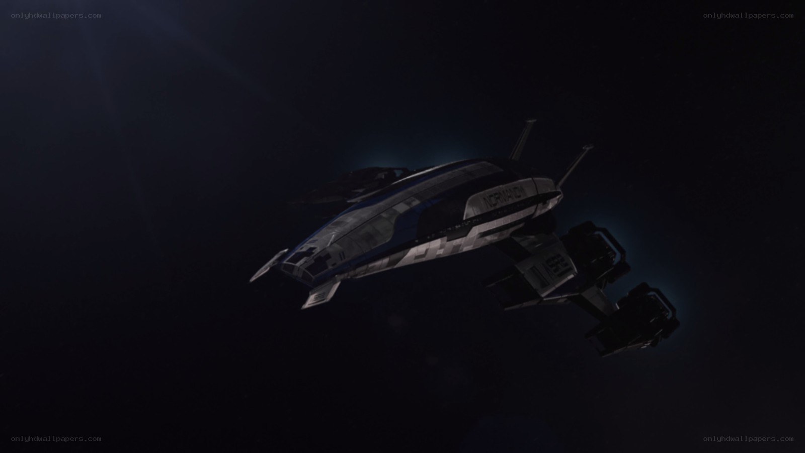 spaceship in dark space