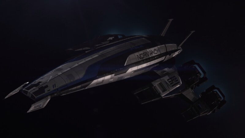 spaceship in dark space