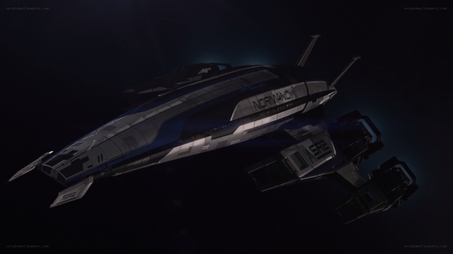 spaceship in dark space