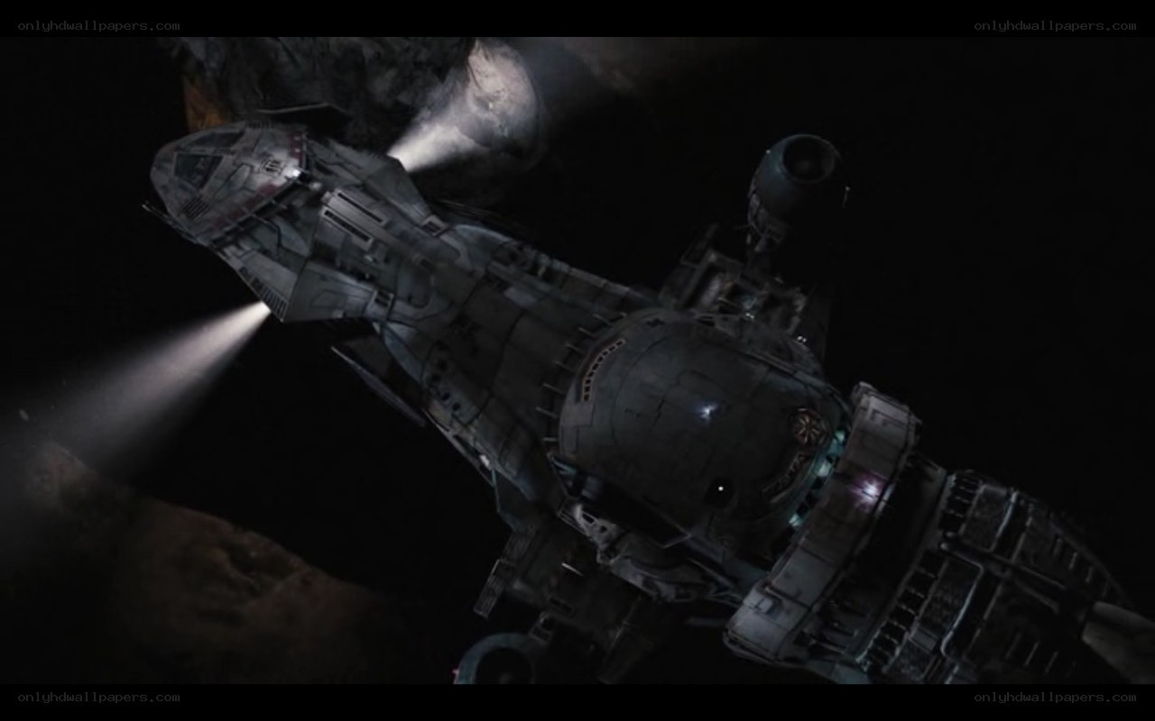 spaceship in dark tunnel