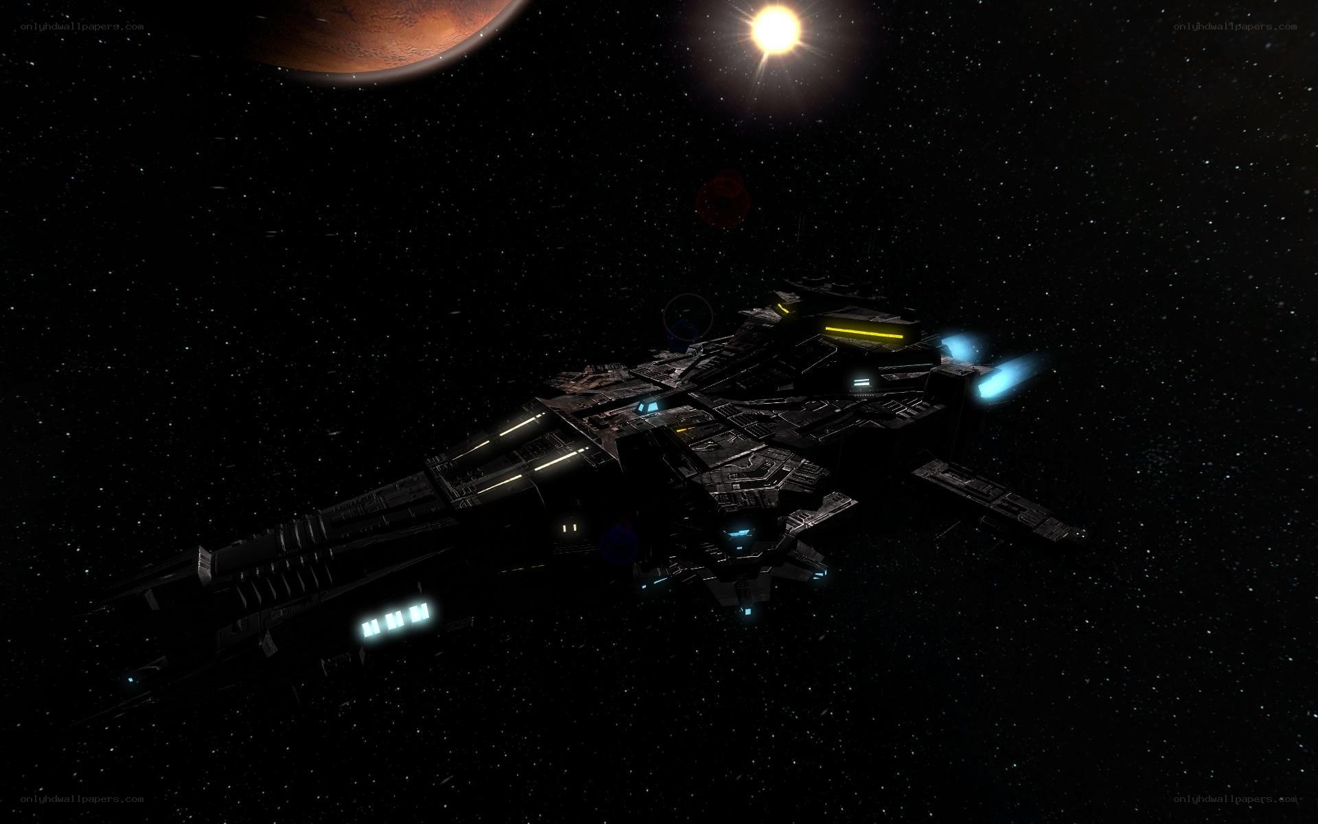 spaceship in deep space