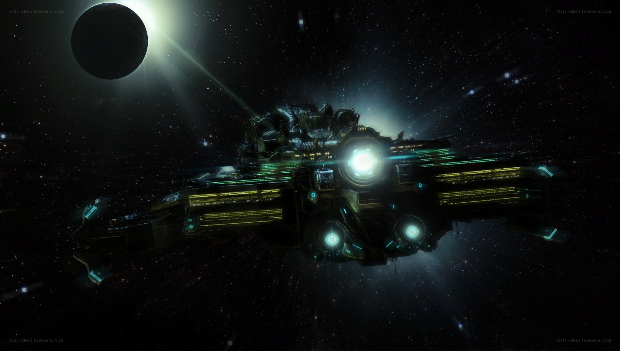 spaceship in deep space