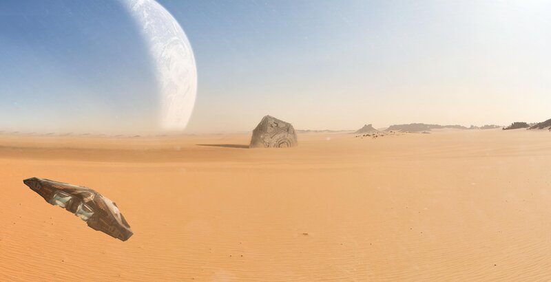 Spaceship in Desert — Orange