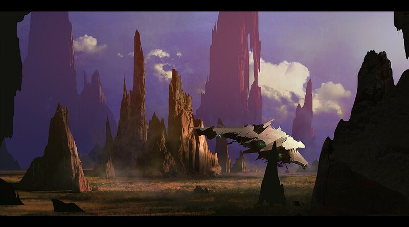 Spaceship in Desert — Purple