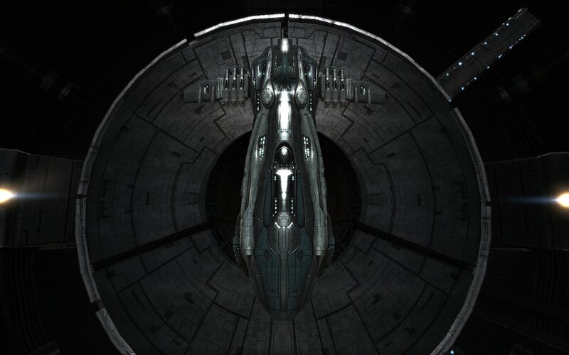 Spaceship in Docking Bay — Gray
