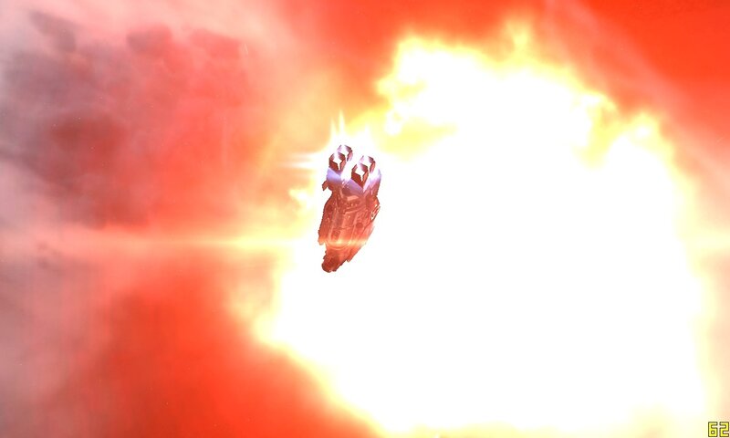 spaceship in explosion