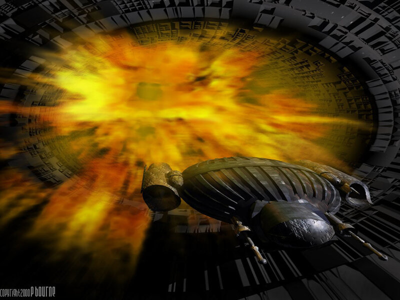Spaceship in Explosion — Yellow