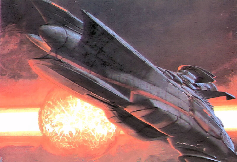 Spaceship in fiery explosion