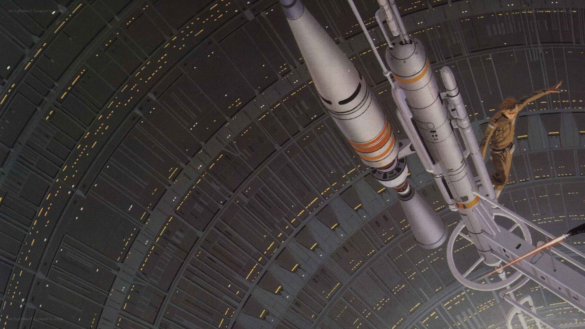 spaceship in hangar bay