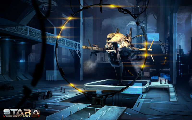Spaceship in Hangar — Blue