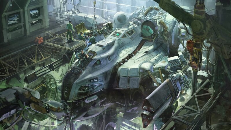 Spaceship in Hangar — Gray, Industrial