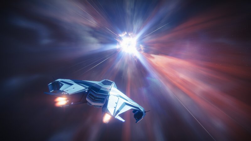 Spaceship in Hyperspace — Blue, Dramatic