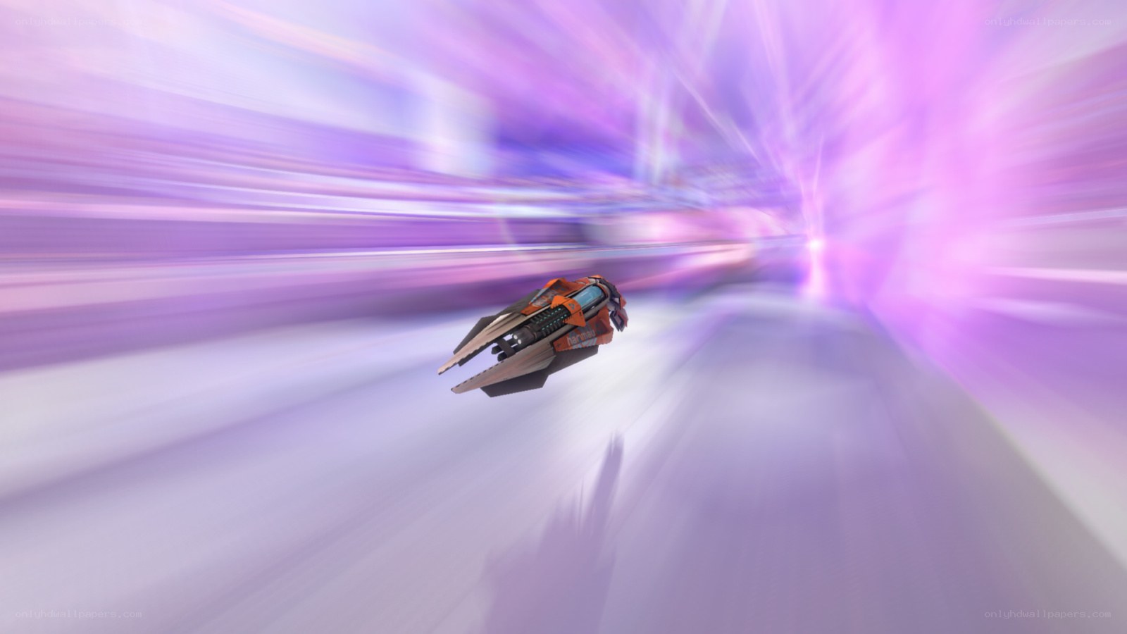 spaceship in hyperspace tunnel