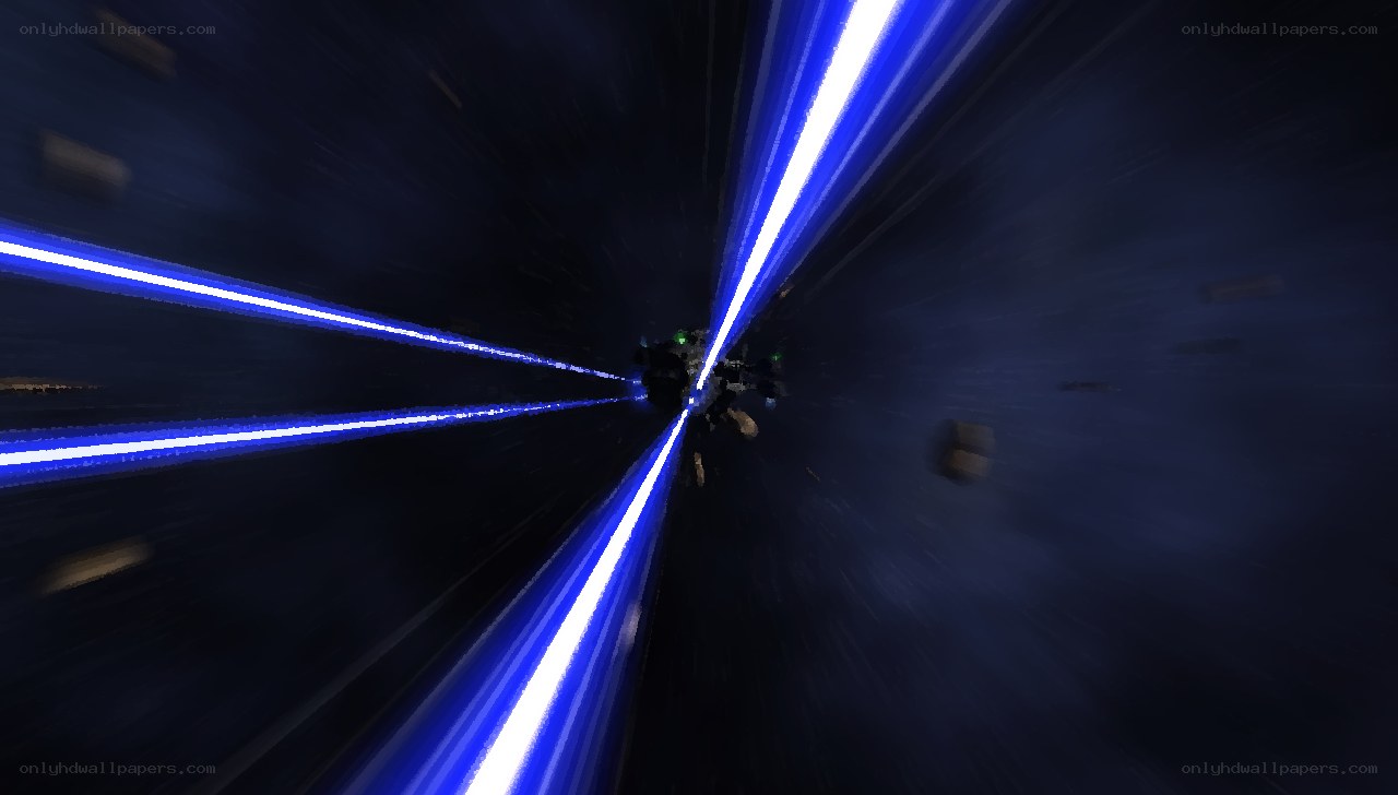 spaceship in hyperspace tunnel