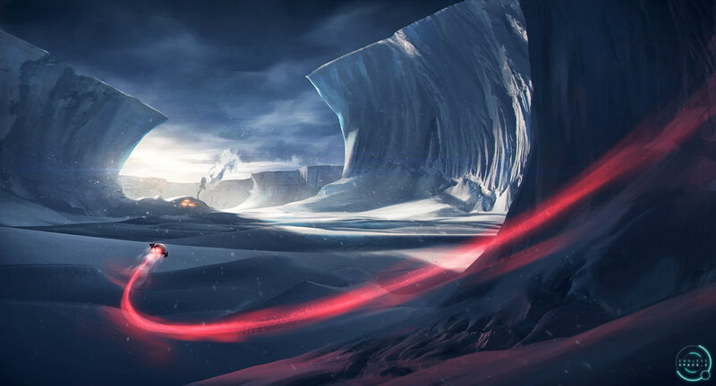 Spaceship in Icy Canyon