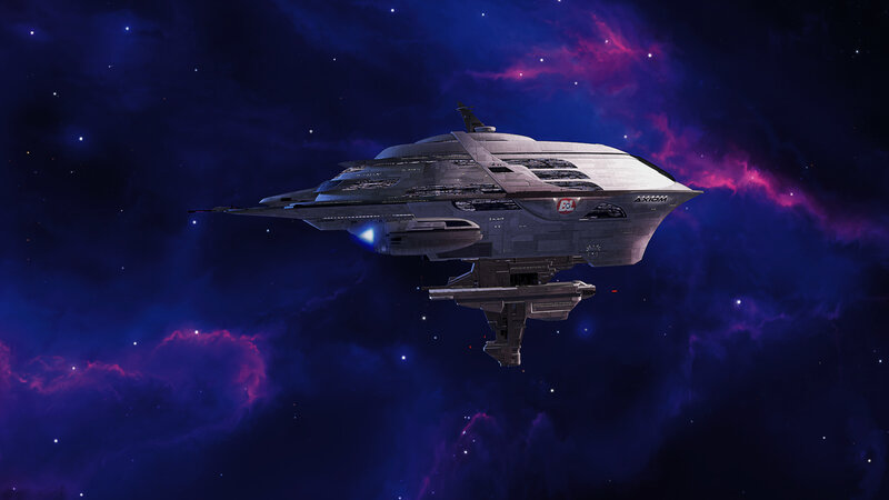 spaceship in nebula