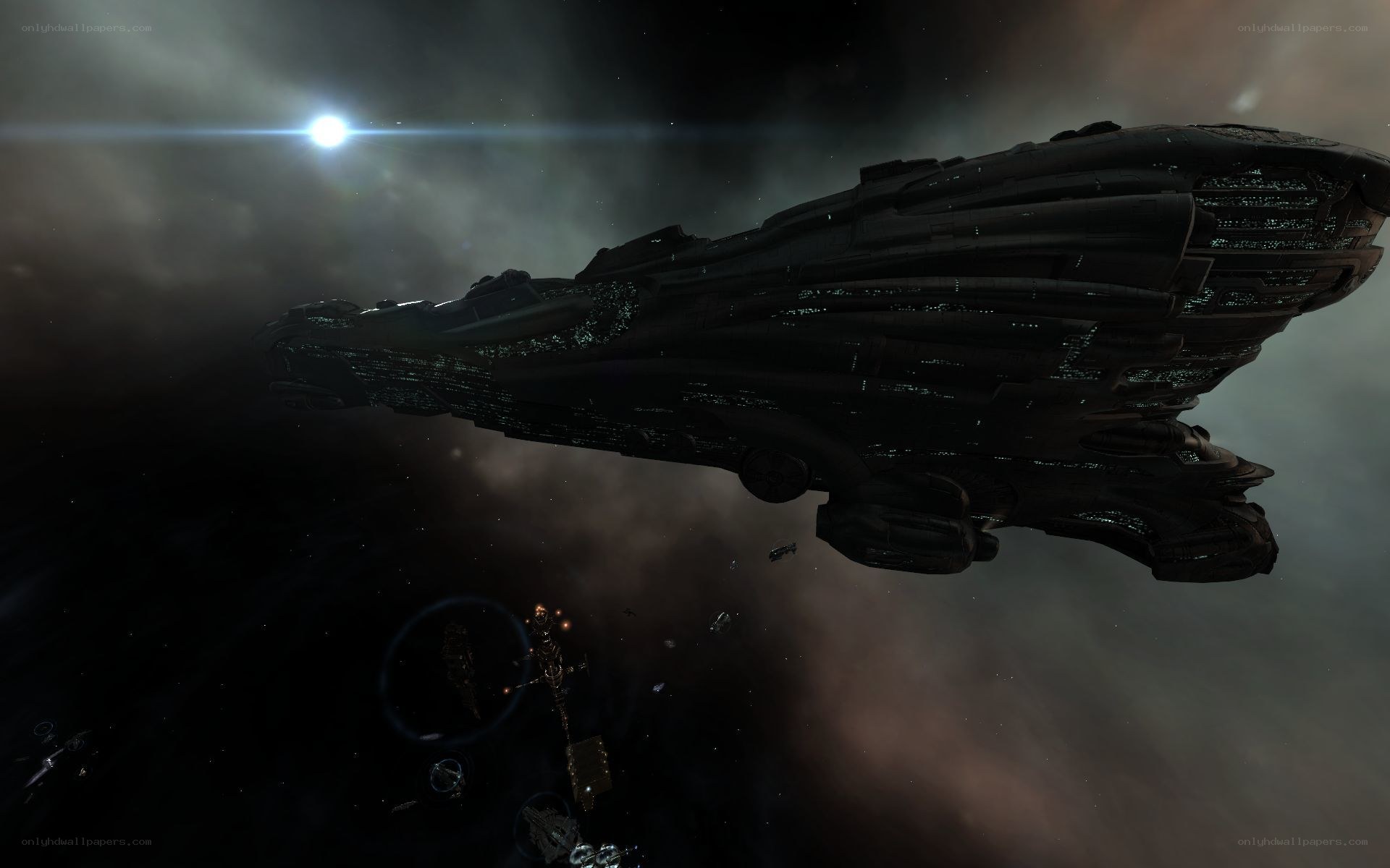 spaceship in nebula