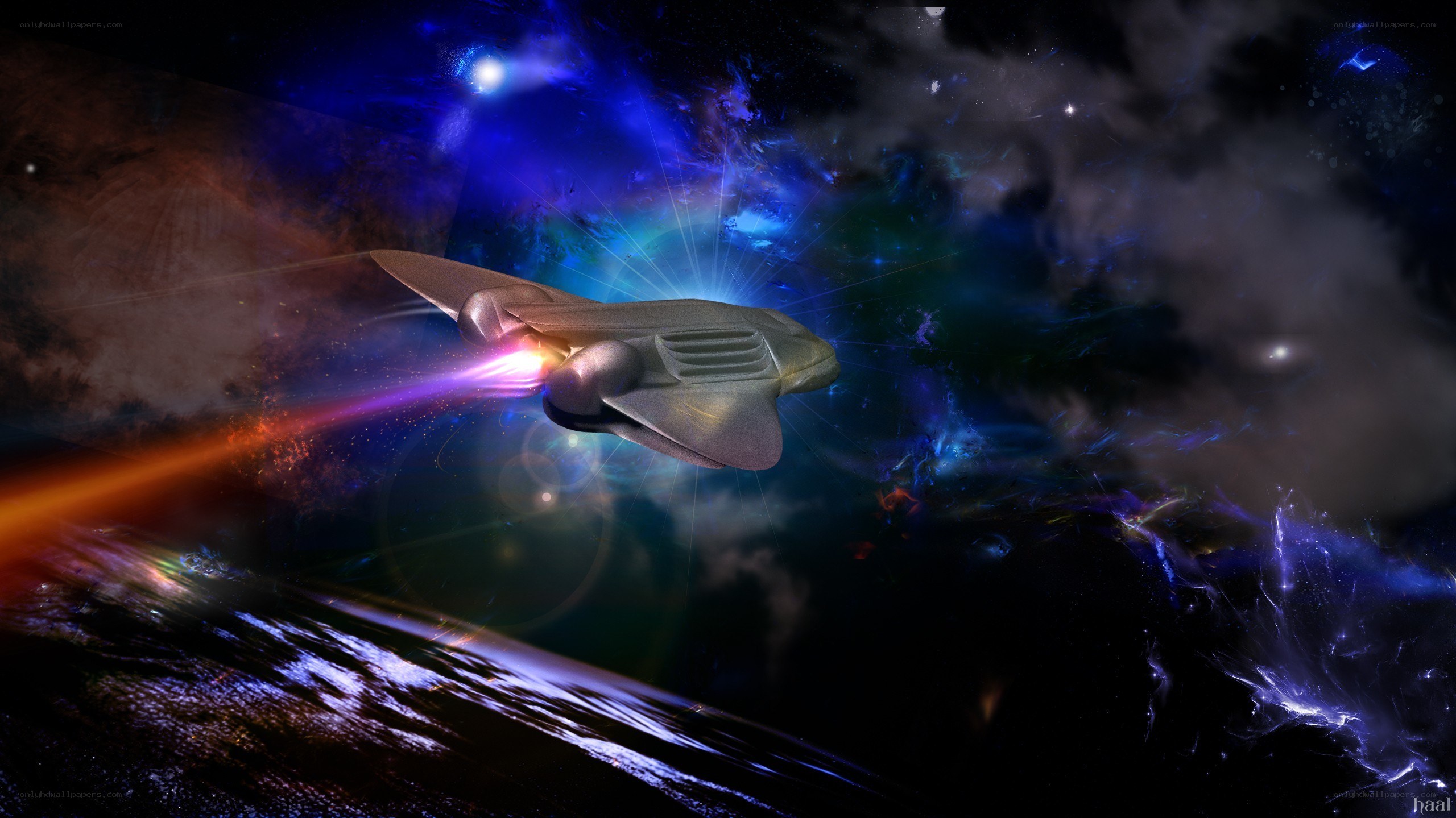 spaceship in nebula