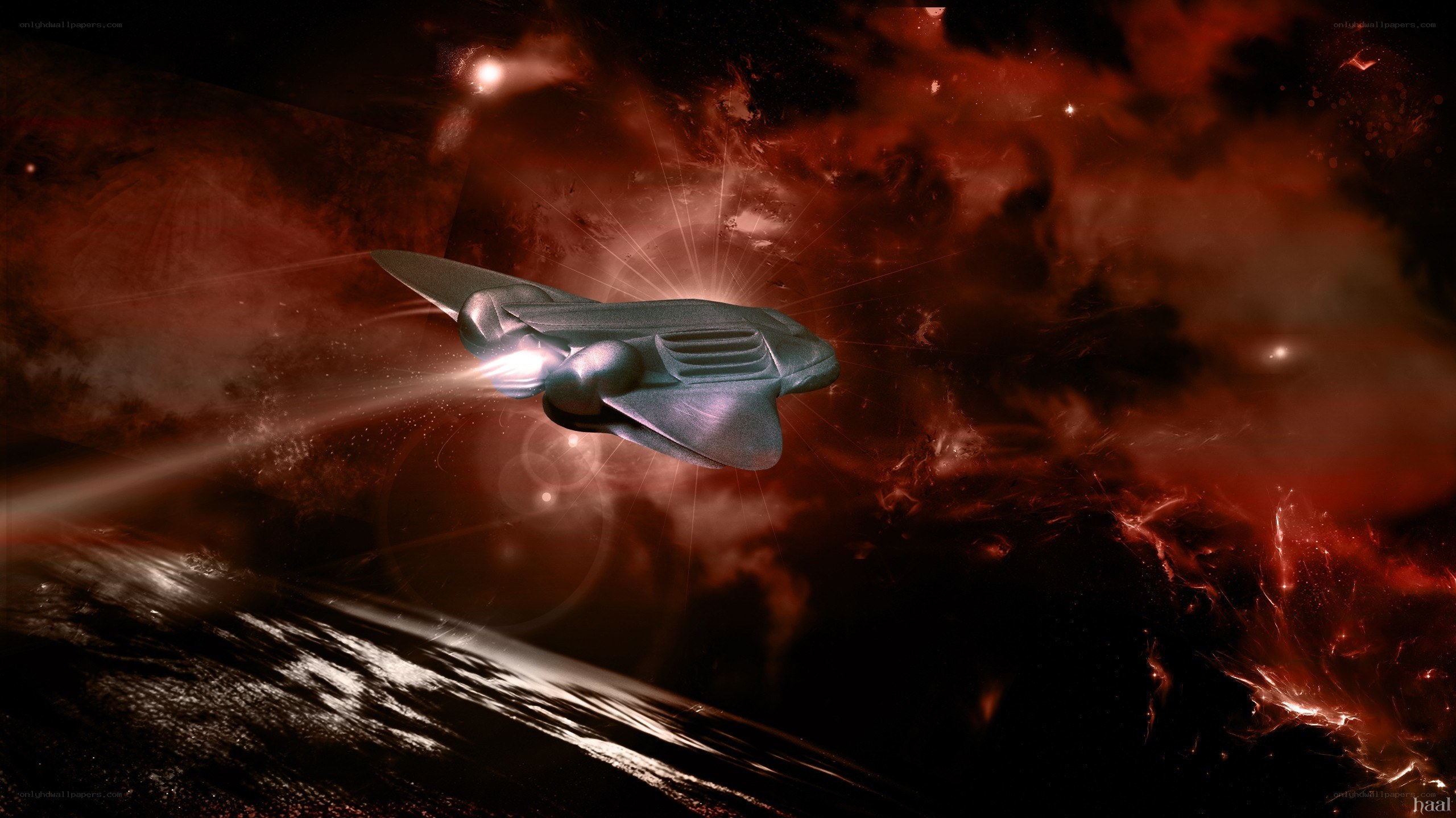 spaceship in nebula