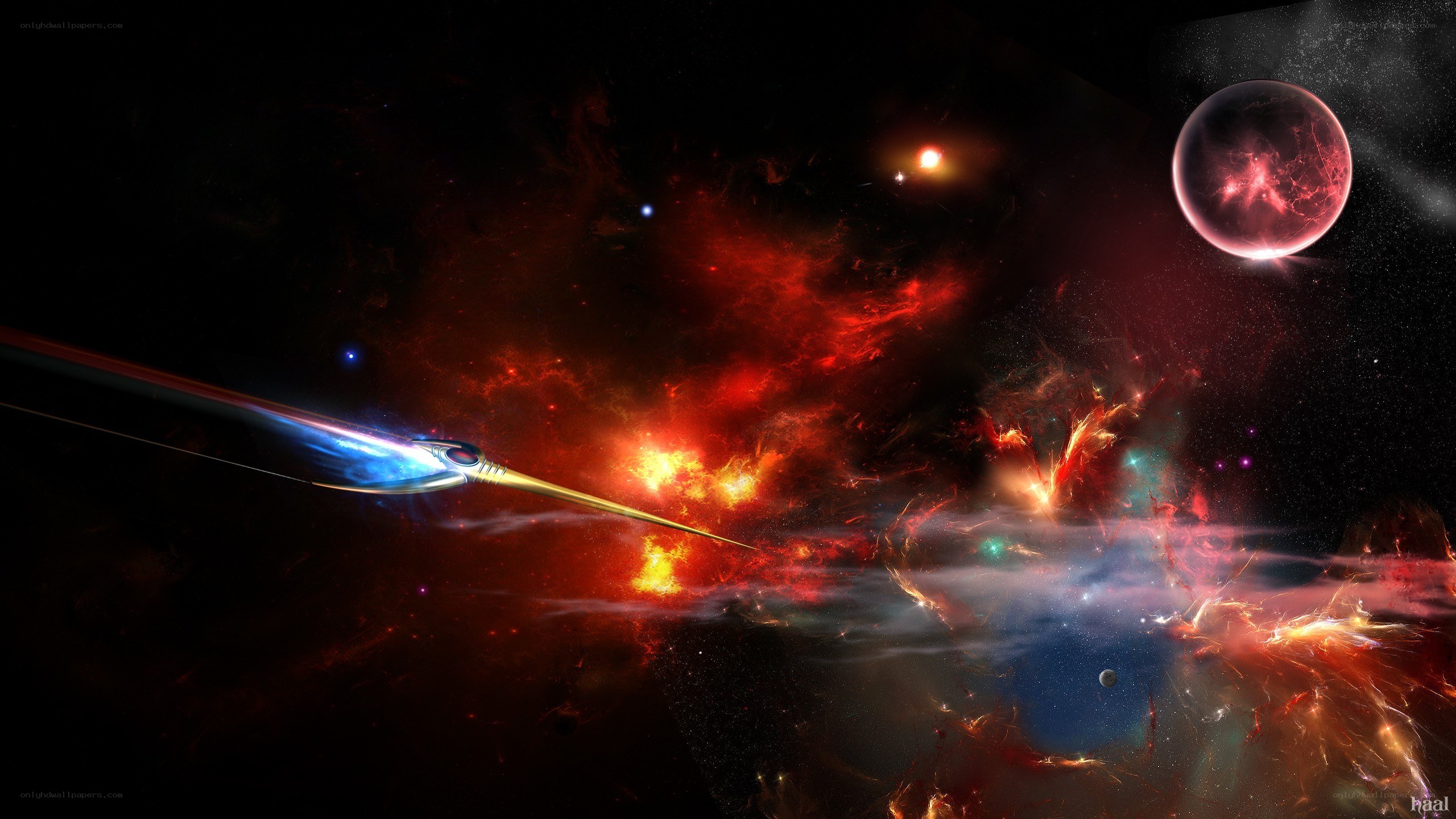spaceship in nebula