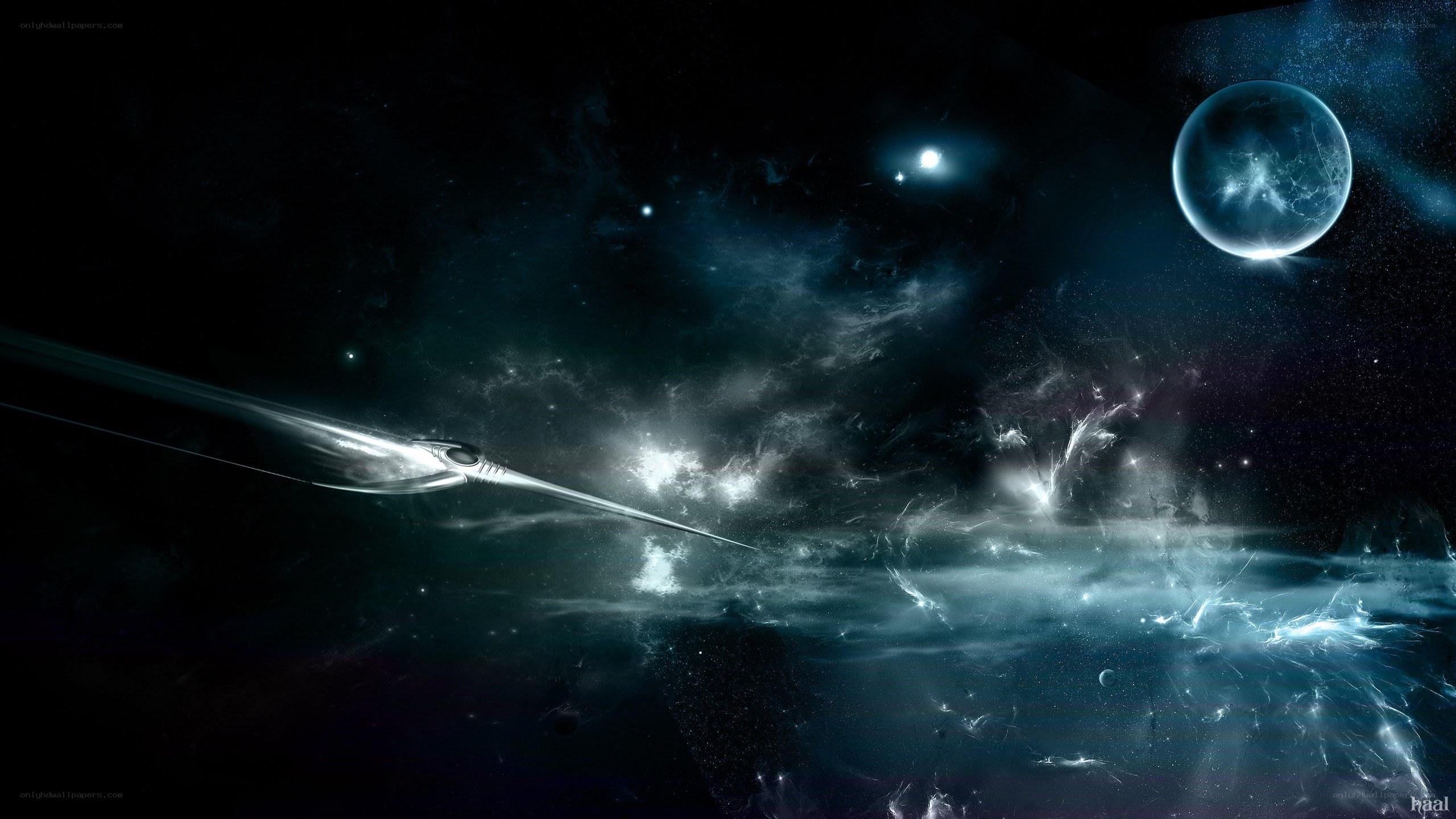 spaceship in nebula
