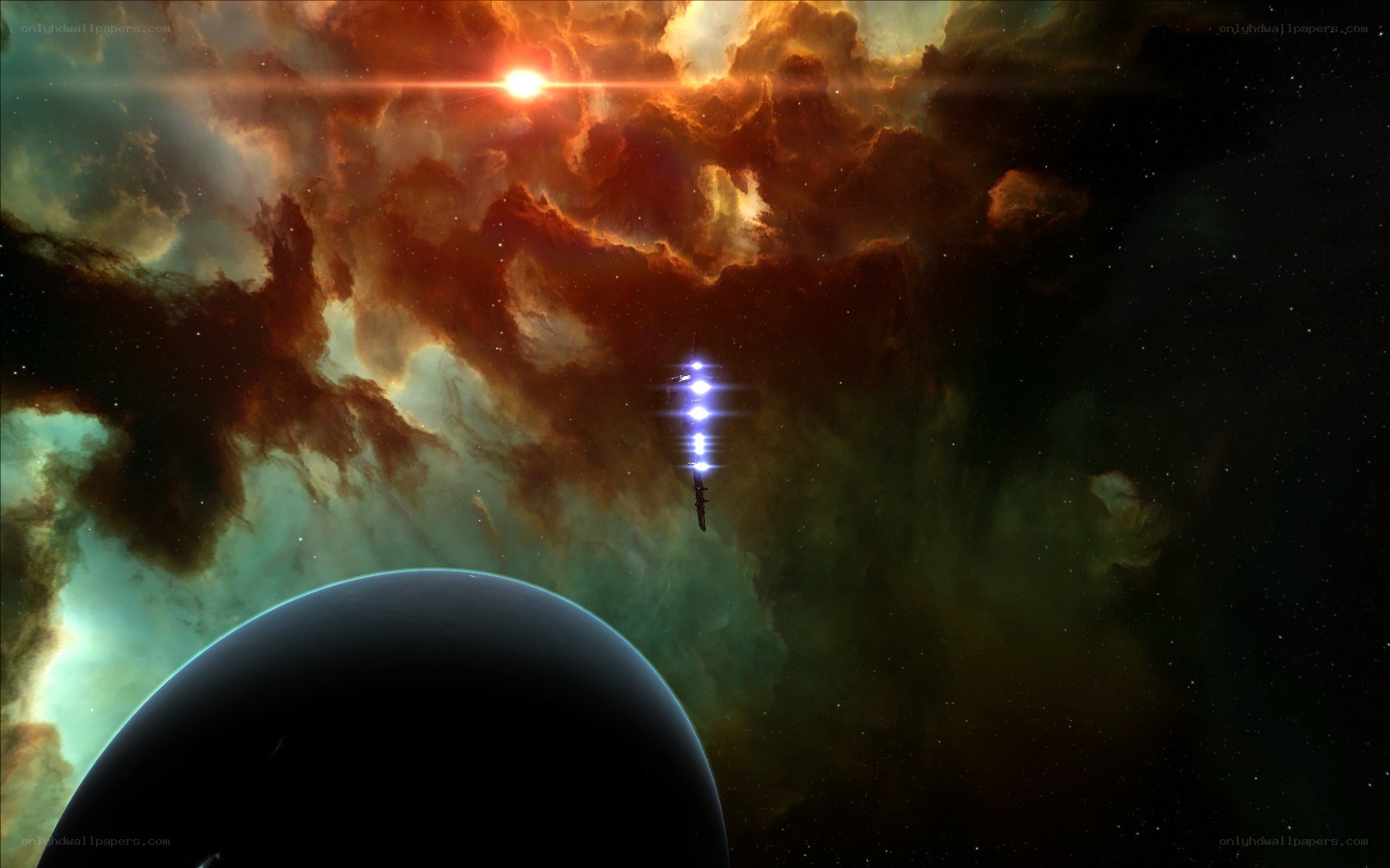spaceship in nebula