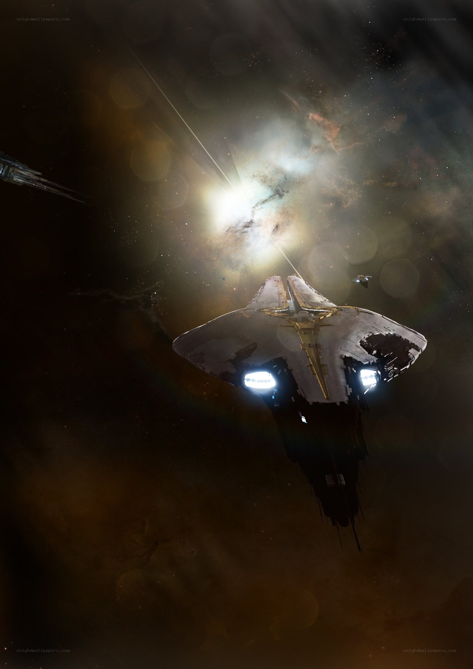 Spaceship in nebula