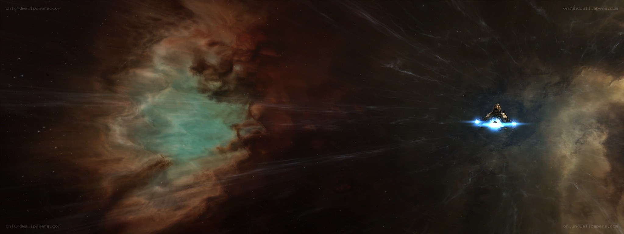 spaceship in nebula