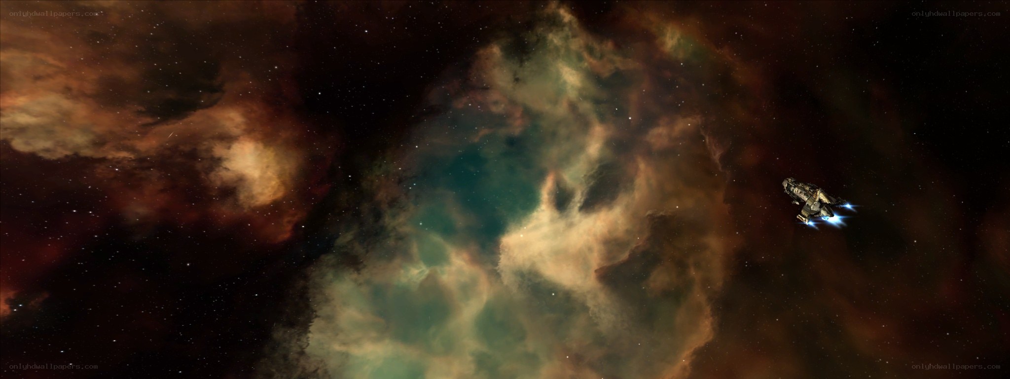 spaceship in nebula