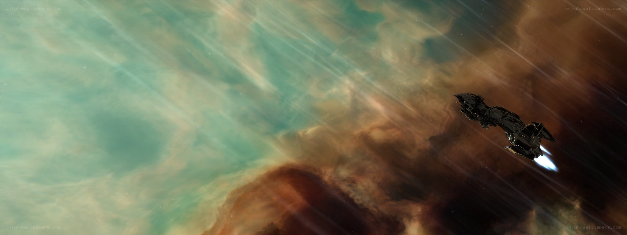 spaceship in nebula