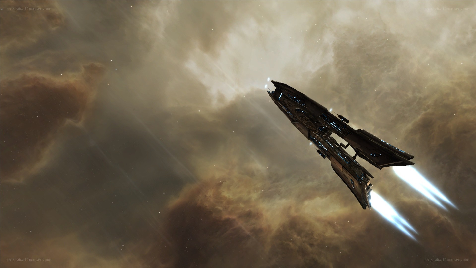 spaceship in nebula