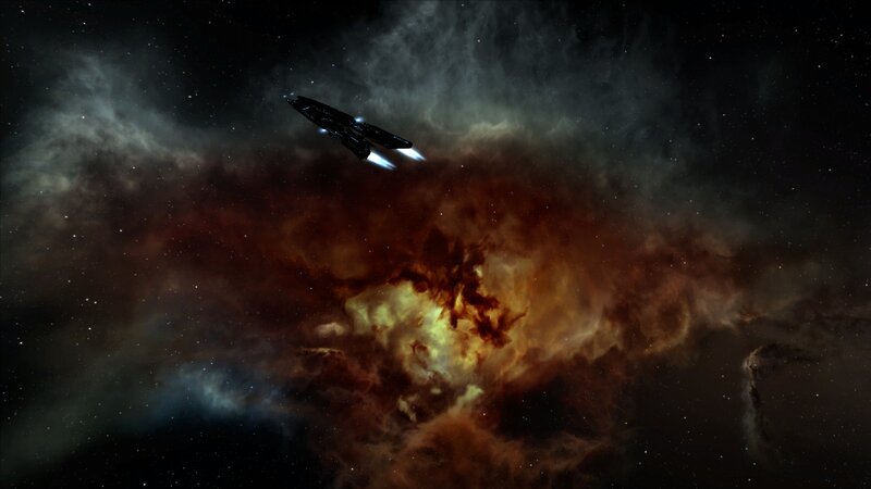 spaceship in nebula