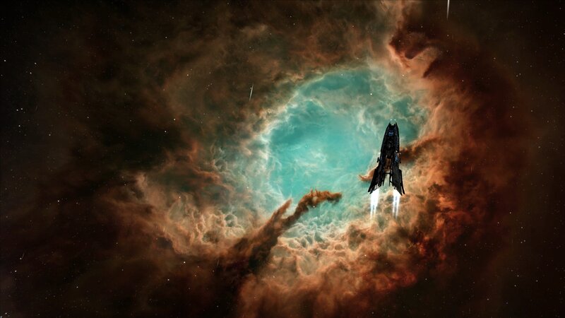 spaceship in nebula