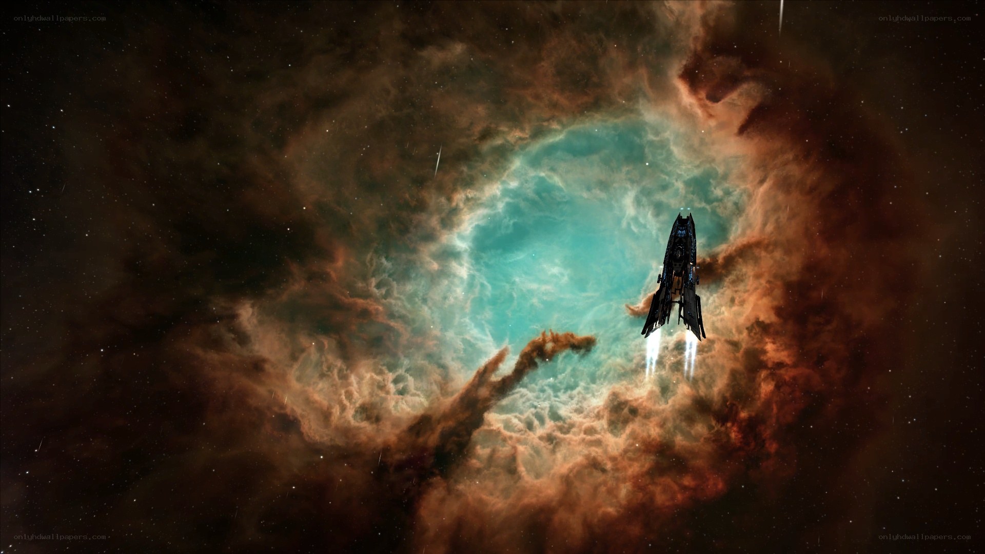 spaceship in nebula