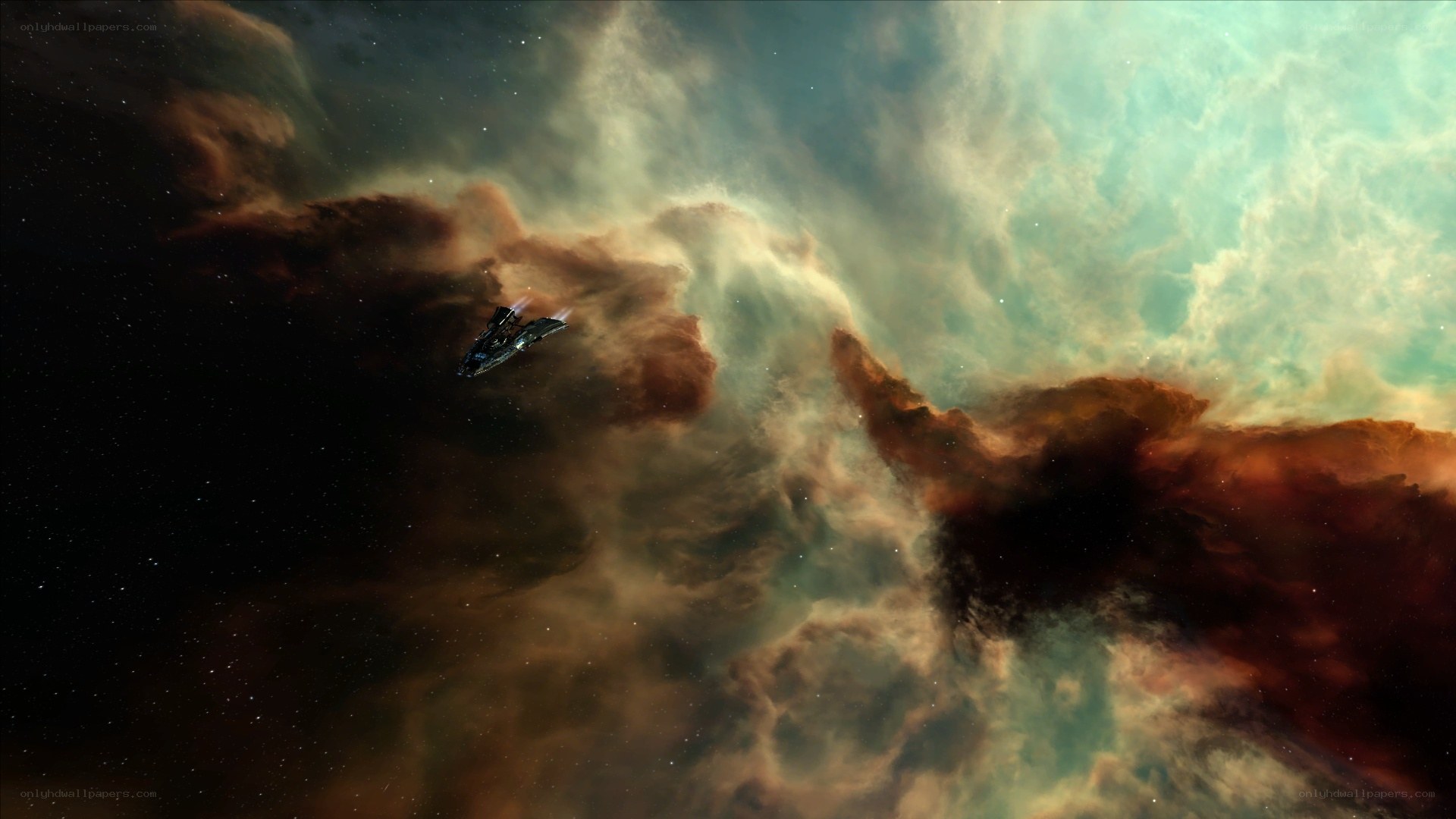 spaceship in nebula